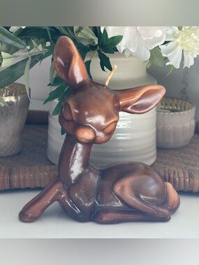 Vintage Laying Deer Fawn  Candle 7" Tall
